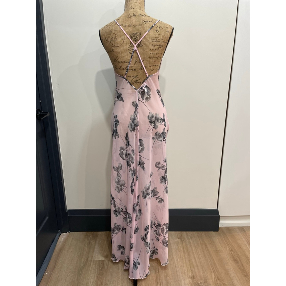 VTG Sheer Floral Cowl neck Chemise Slip Dress M Romantic Fairy Coquette Y2K - Picture 4 of 10